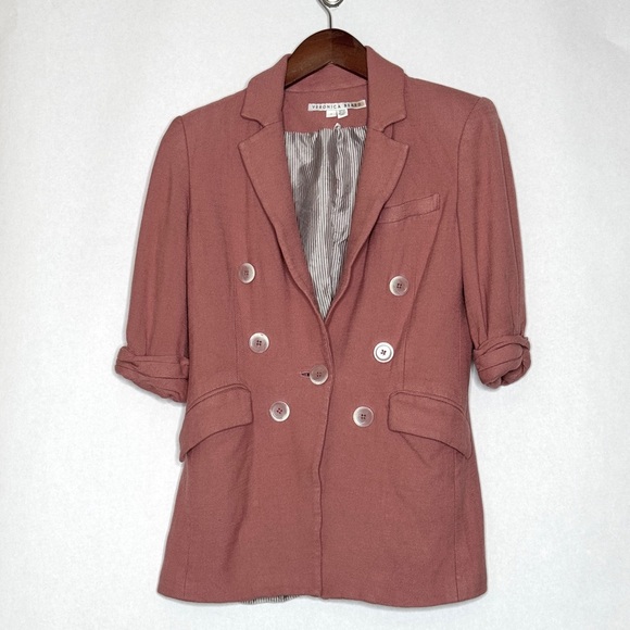 Veronica Beard Jackets & Blazers - Veronica Beard Blazer Odile Dickey Pink Jacket Rosewood Double Breasted SZ 0